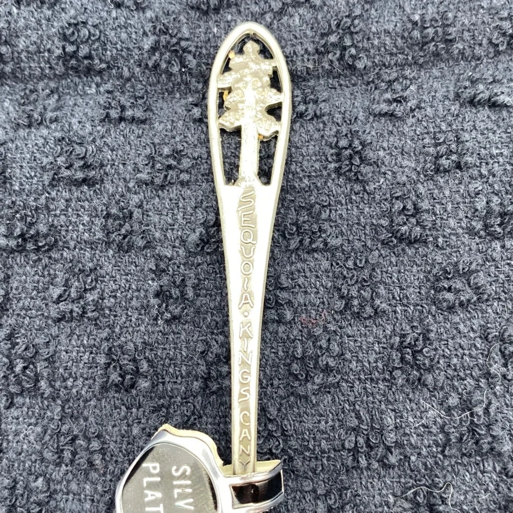 Vintage Sequoia Kings Canyon Souvenir Spoon Silver Cutout Tree Tag California NP
